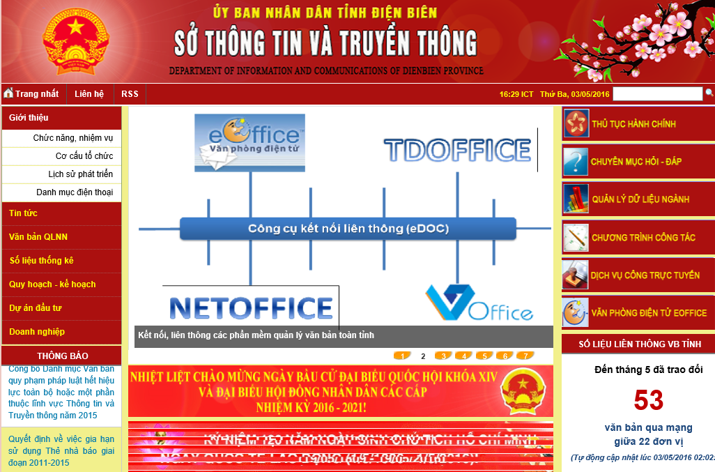 Công bố số liệu liên thông trên Trang thông tin điện tử Sở TT&TT