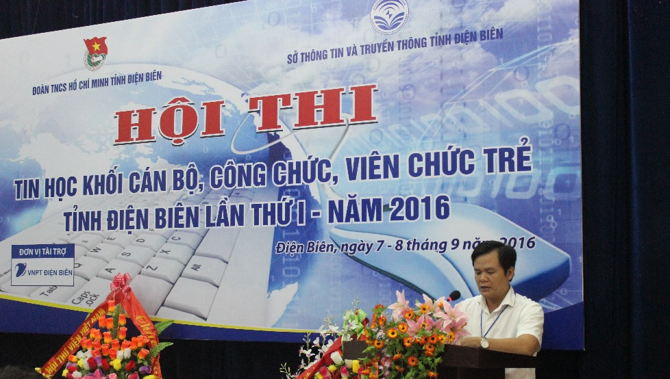 Vũ Anh Dũng - Phó Giám đốc Sở Thông tin và Truyền thông phát biểu tại Lễ Khai mạc Hội thi, ảnh: Xuân Cường